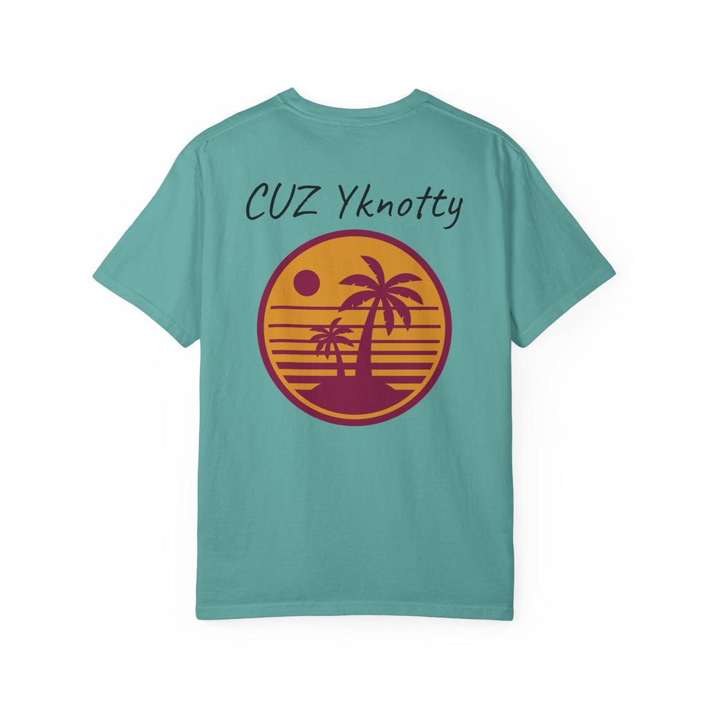 T-Shirt — "CUZ Yknotty" Retro Palm Sunset Graphic Tee