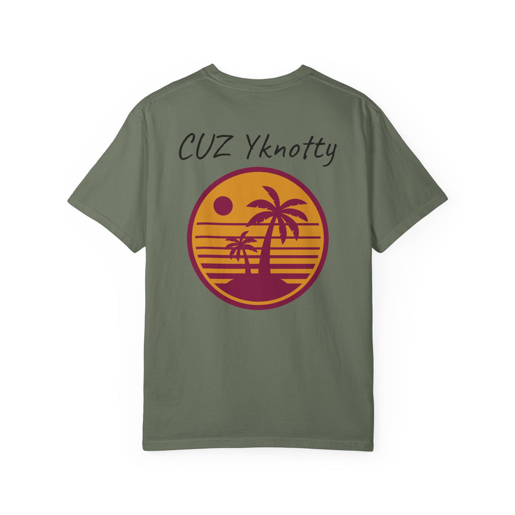 T-Shirt — "CUZ Yknotty" Retro Palm Sunset Graphic Tee